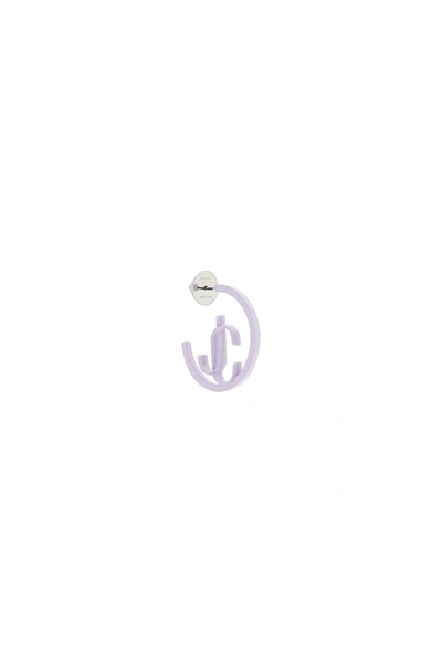 Shop Jimmy Choo 'jc Monogram Hoops' Earrings Women In Purple