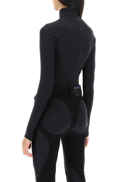 Shop Mugler Bodysuit With Stand Collar Women In Black