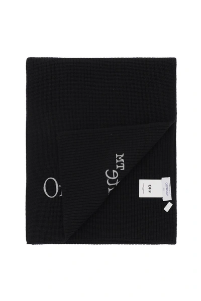 Shop Off-white Wool Scarf With Logo Embroidery Men In Black
