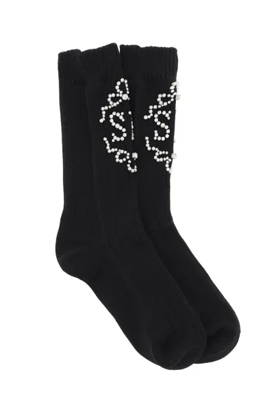 Shop Simone Rocha Sr Socks With Pearls And Crystals Women In Black