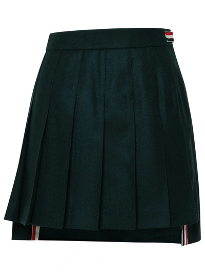 Shop Thom Browne Woman Green Wool Skirt