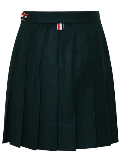 Shop Thom Browne Woman Green Wool Skirt