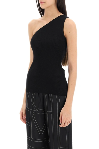 Shop Totême Toteme One-shoulder Top In Ribbed Knit Women In Black