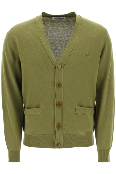 Shop Vivienne Westwood Cardigan With Orb Embroidery Men In Green