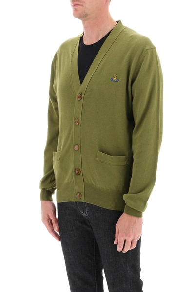 Shop Vivienne Westwood Cardigan With Orb Embroidery Men In Green