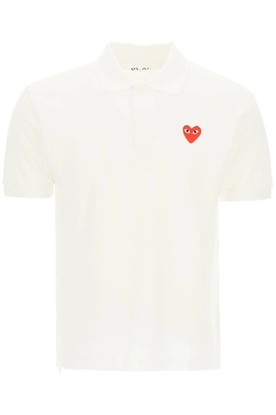 Shop Comme Des Garçons Play Comme Des Garcons Play Heart Polo Shirt In White