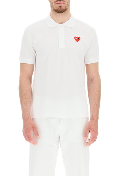 Shop Comme Des Garçons Play Comme Des Garcons Play Heart Polo Shirt In White