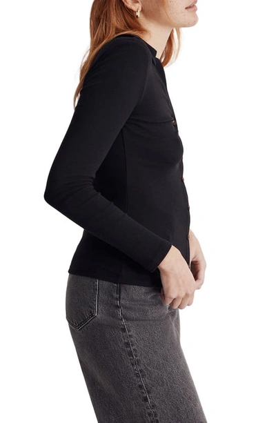 Shop Madewell Ruched Polo Cardigan In True Black