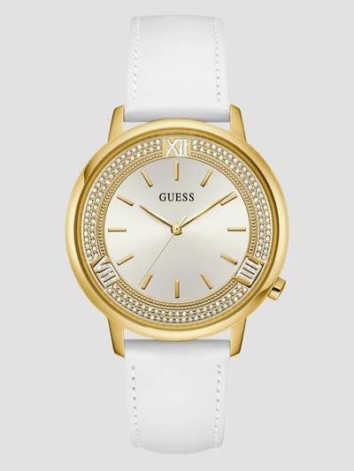 Shop Guess Factory Gold-tone And White Analog Watch