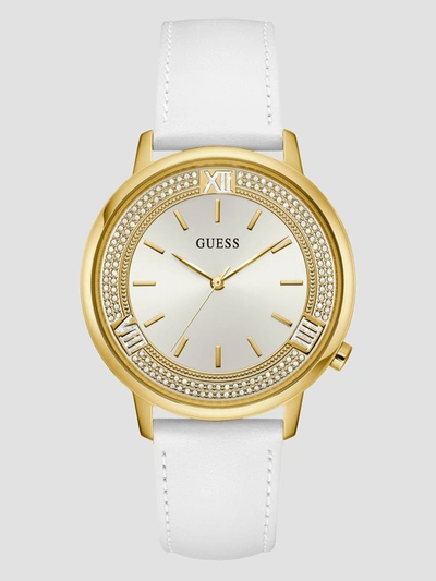 Guess Factory Gold-tone And White Analog Watch In Gold