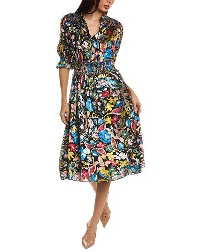 Shop Elie Tahari The Althea Silk-blend Dress In Multi