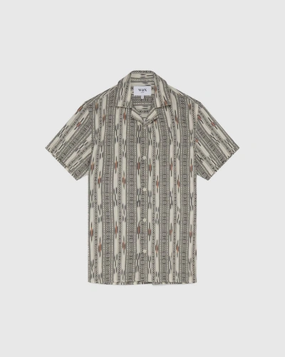 Shop Wax London Men's Didcot Shirt In Grey/ecru Aztec Ikat In Multi