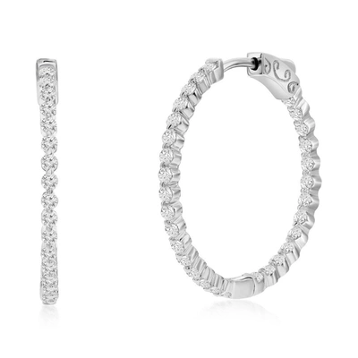 Shop Simona Sterling Silver Or Gold Plated Over Sterling Silver 30mm Inside-outside Round Cz Hoop Earrings
