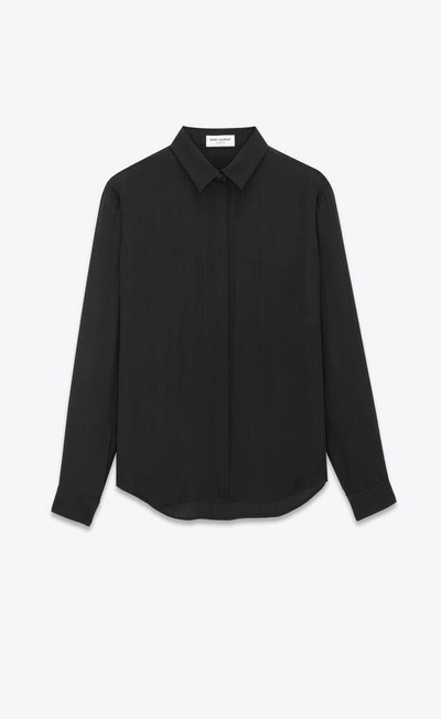 Shop Saint Laurent Camicia A Righe "cassandre" In Black
