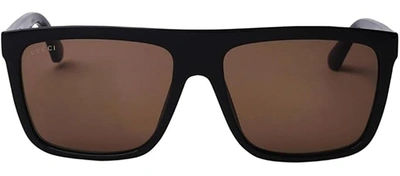 Shop Gucci Gg0748s 002 Flattop Sunglasses In Brown