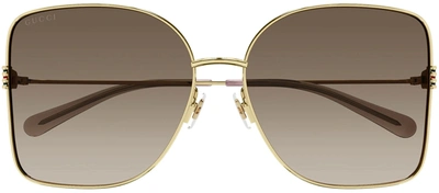 Shop Gucci Gg1282sa 003 Butterfly Sunglasses In Brown