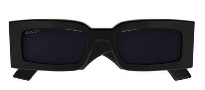 Shop Gucci Gg1425s 001 Rectangle Sunglasses In Grey