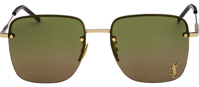 Shop Saint Laurent Sl 312 M 003 Oversized Square Sunglasses In Green