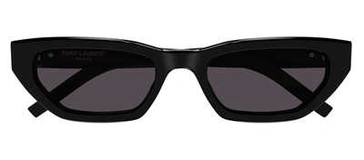 Shop Saint Laurent Sl M126 001 Rectangle Sunglasses In Grey