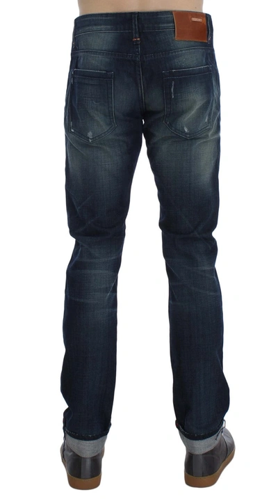 Shop Acht Sleek Slim Fit Italian Denim Men's Jeans In Blue