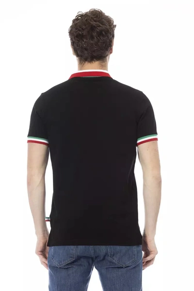 Shop Baldinini Trend Tricolor Collar Cotton Polo Men's Shirt In Black