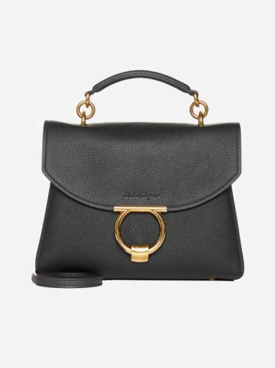 Shop Ferragamo Margot Leather Bag In Black