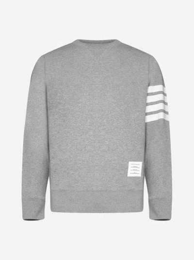 Shop Thom Browne 4-bar Cotton Sweatshirt In Light Grey