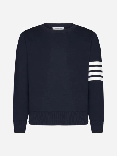 Shop Thom Browne Cotton 4-bar Sweater In Navy