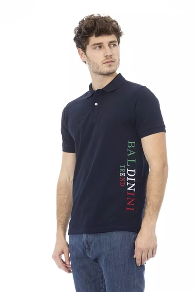 Shop Baldinini Trend Chic Short Sleeve Blue Polo Embroidery Men's Detail