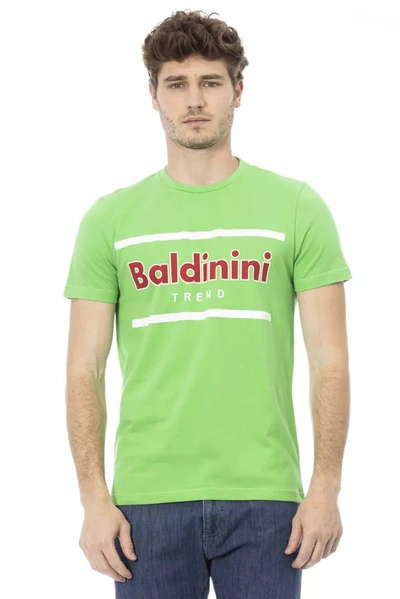 Shop Baldinini Trend Emerald Cotton Tee With Signature Men's Print In Green