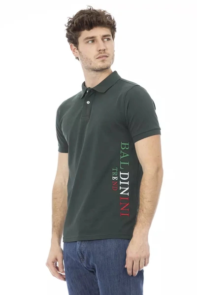 Shop Baldinini Trend Chic Green Embroidered Polo Men's Shirt