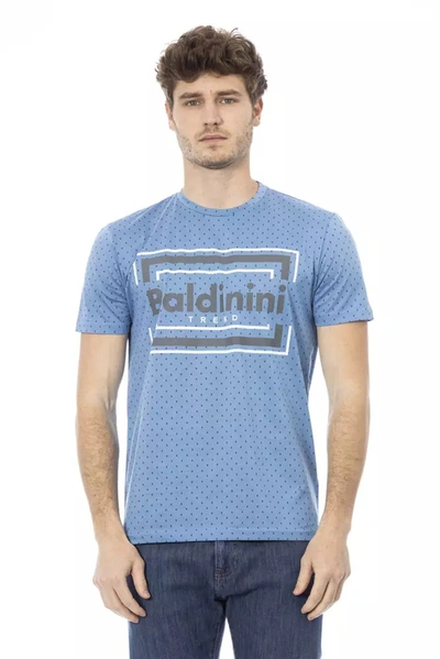 Shop Baldinini Trend Chic Light Blue Cotton Tee With Front Men's Print