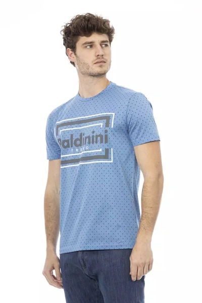 Shop Baldinini Trend Chic Light Blue Cotton Tee With Front Men's Print