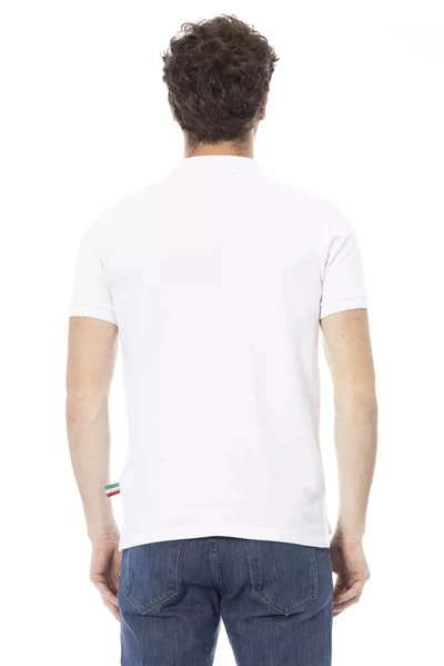 Shop Baldinini Trend Chic White Embroidered Polo With Short Men's Sleeves