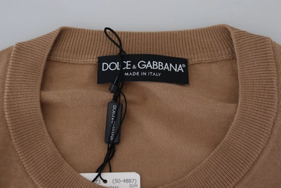 Shop Dolce & Gabbana Beige Cashmere Crewneck Pullover Men's Sweater
