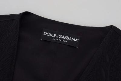 Dolce & Gabbana Black Brocade Button Down Sleeveless Vest Top In Black