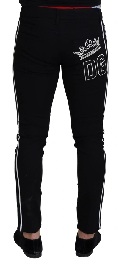 Shop Dolce & Gabbana Elegant Black Slim Fit Denim Men's Pants