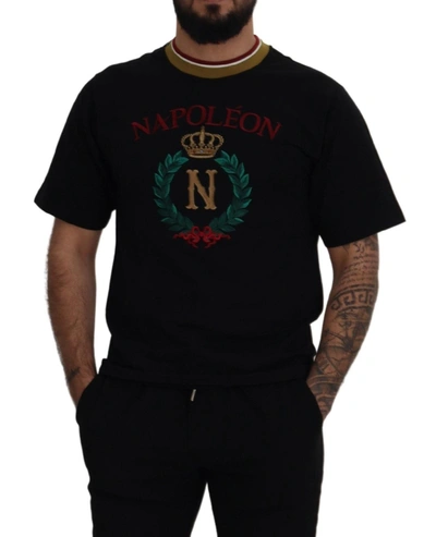 Shop Dolce & Gabbana Iconic Black Cotton Crew Neck Men's Tee