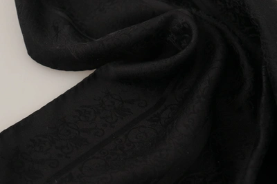 Shop Dolce & Gabbana Black Flora Design Mens Square Handkerchief Men's Scarf