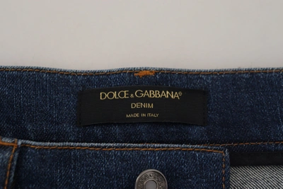 Dolce & Gabbana Black Floral Lace Front Skinny Denim Jeans In Black And Blue