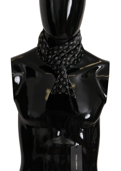 Shop Dolce & Gabbana Elegant Black Geometric Silk Blend Men's Scarf