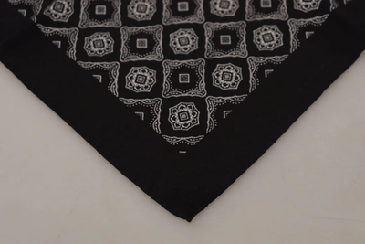 Shop Dolce & Gabbana Black Geometric Patterned Square Handkerchief Men's Scarf
