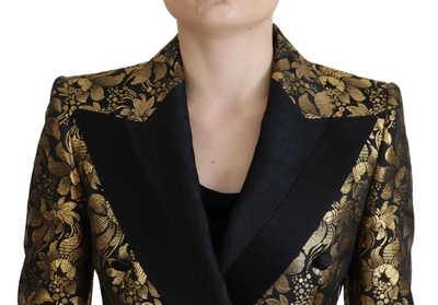 Shop Dolce & Gabbana Elegant Black And Gold Floral Women's Jacket