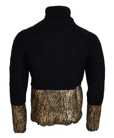 Dolce & Gabbana Black Gold Turtleneck Mohair Pullover S Sweater In Black