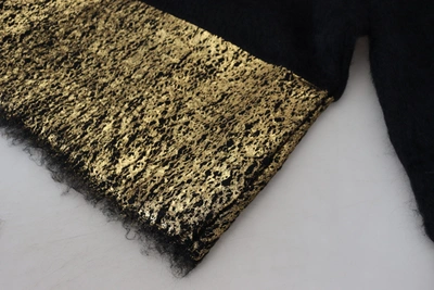 Dolce & Gabbana Black Gold Turtleneck Mohair Pullover S Sweater In Black