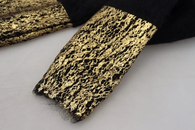 Dolce & Gabbana Black Gold Turtleneck Mohair Pullover S Sweater In Black