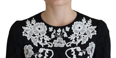 Shop Dolce & Gabbana Elegant Black A-line Mini Dress With Lace Women's Trim