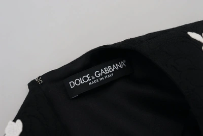 Dolce & Gabbana Black Lace Trim Half Sleeves A-line Dress In Black