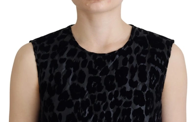 Dolce & Gabbana Black Leopard Shift Mini Polyester Dress In Black