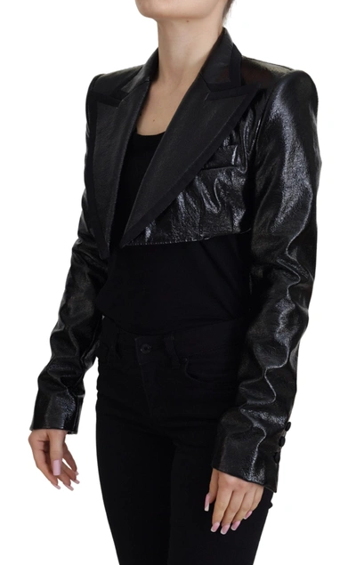 Dolce & Gabbana Black Long Sleeves Crop Blazer Cotton Jacket In Black
